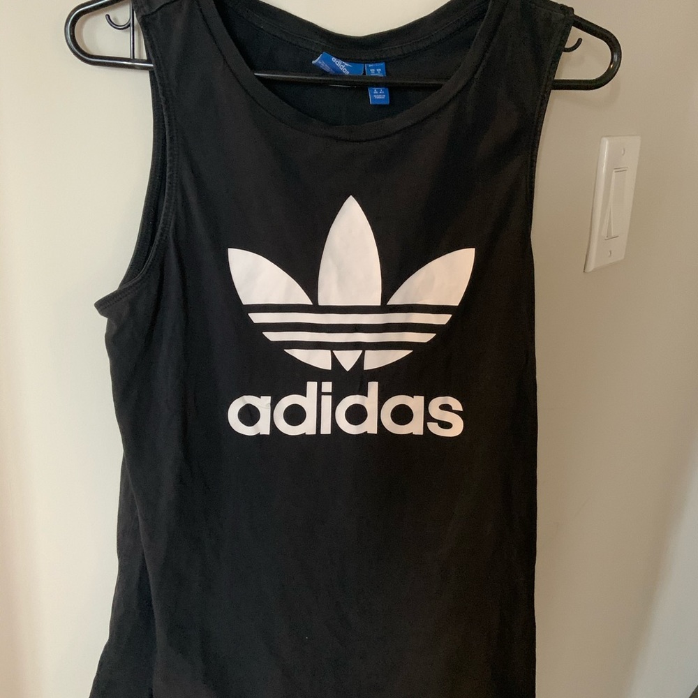 Adidas black and white logo tank